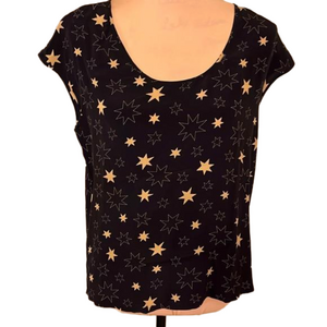 Moda international vintage silk star shell top size small